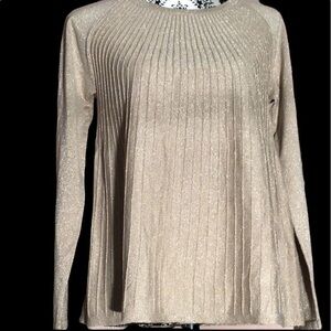 Alfani Women's Sweater Beige Size X small Shimmer Knitted Pullover $59